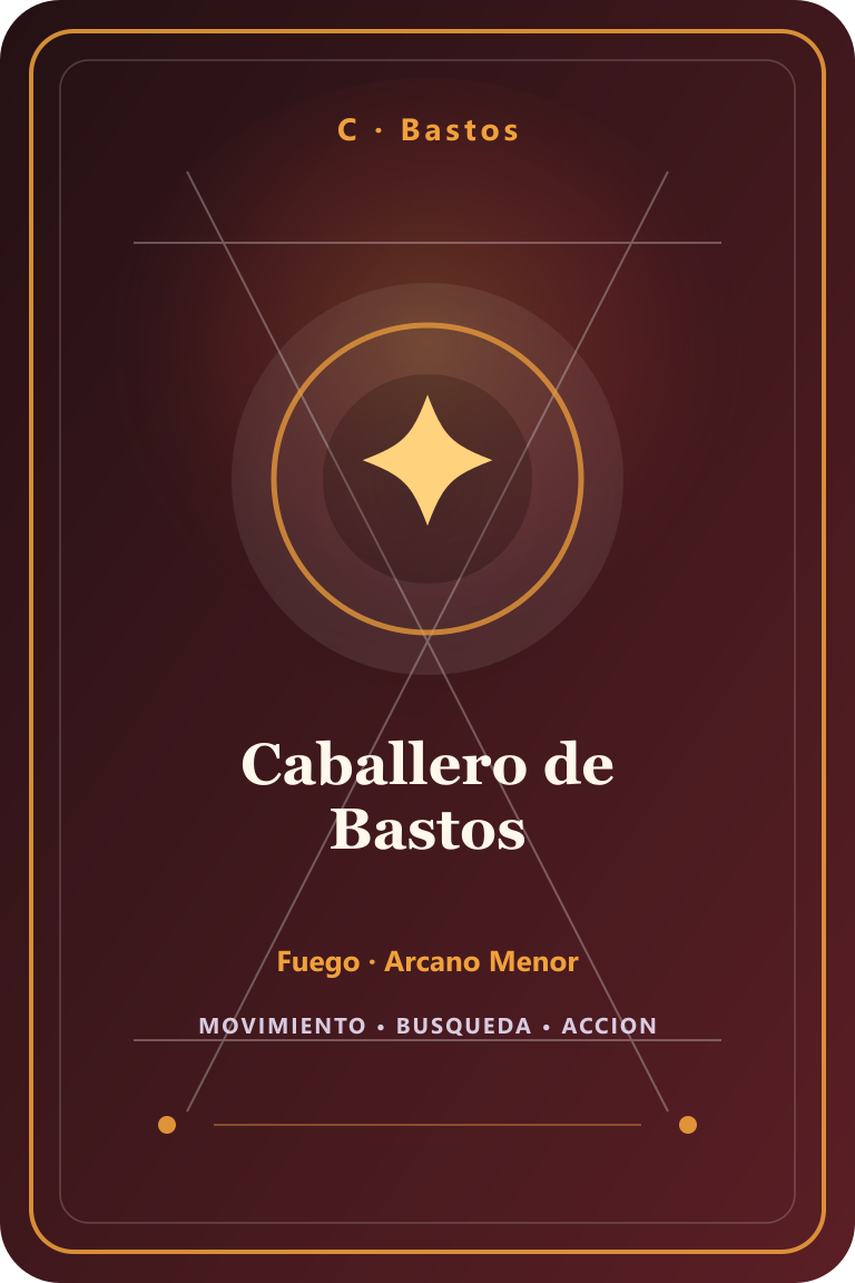 Carta de tarot: Caballero de Bastos