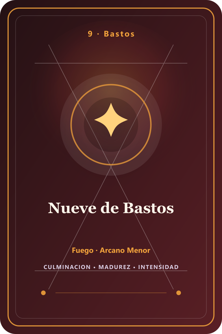 Carta de tarot: Nueve de Bastos